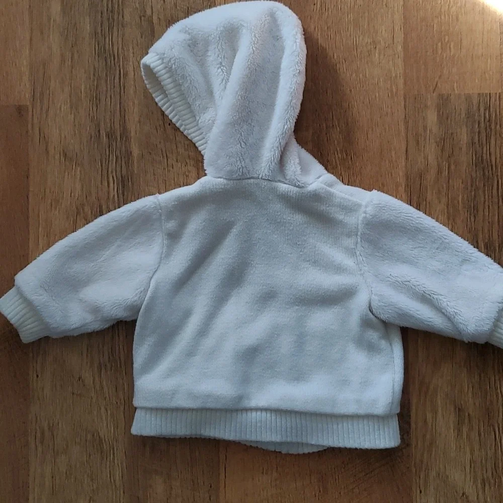 Children's Place Girls White Embroidered‎ Floral Sweater Zip Jacket 3-6M